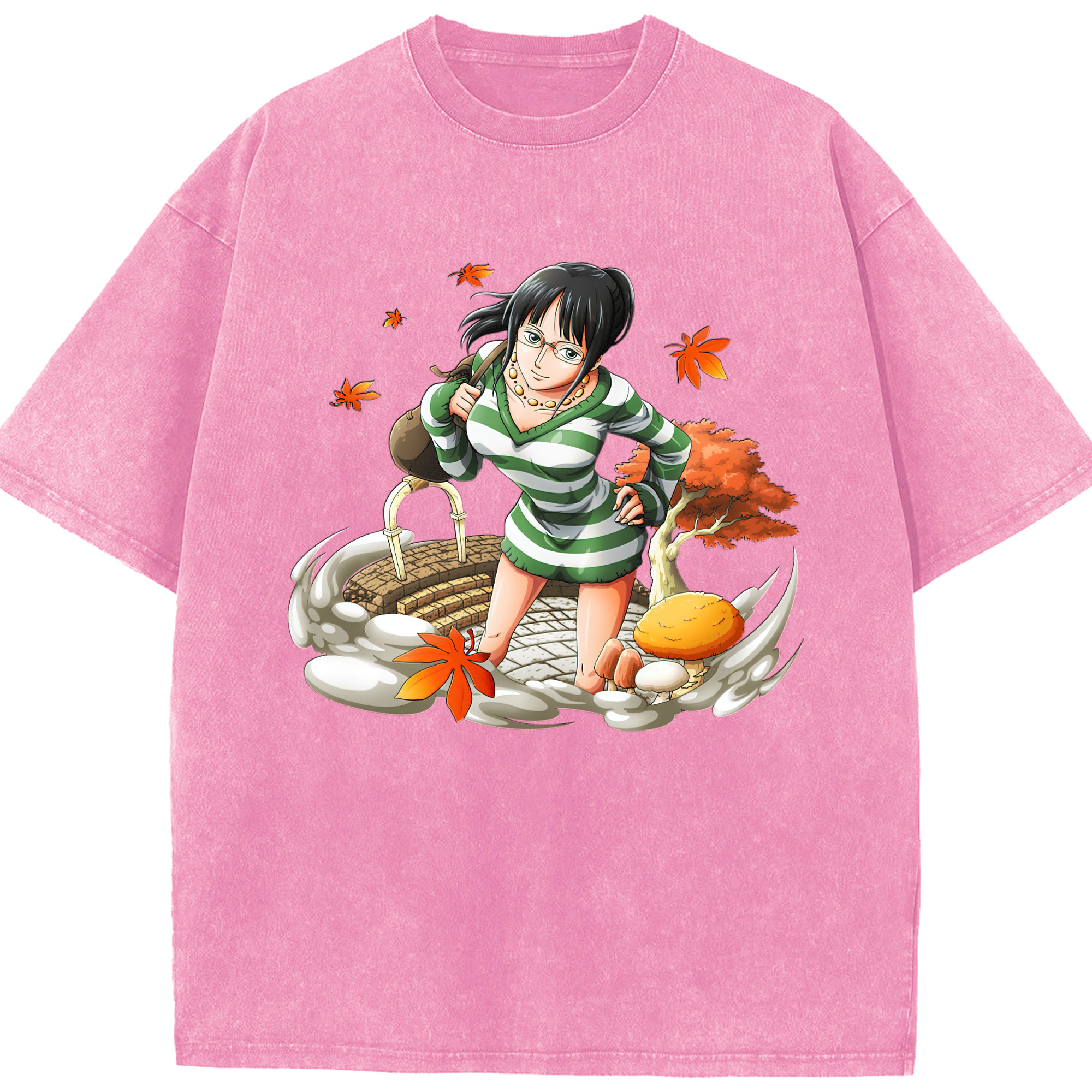 ワンピース ニコ・ロビン ONE PIECE Nico Robin 綿100% ヴィンテージ風 半袖Tシャツ（フロントプリント）